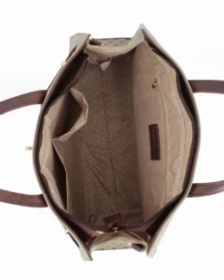LAURA BIAGIOTTI - Borsa a due manici scamosciata nera con disegno frontale grigio