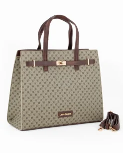 LAURA BIAGIOTTI - Borsa a due manici scamosciata nera con disegno frontale grigio