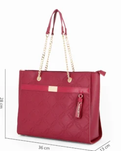 LAURA BIAGIOTTI - Borsa a due manici rubino con ciondolo logo