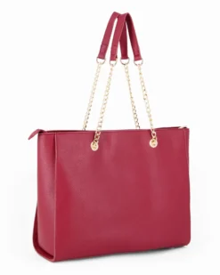 LAURA BIAGIOTTI - Borsa a due manici rubino con ciondolo logo