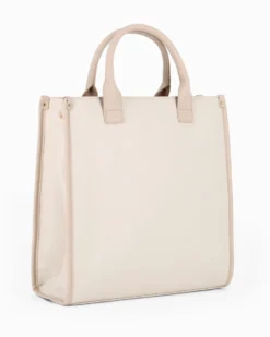 LAURA BIAGIOTTI - Borsa a mano naturale con dettaglio catenina sulla tasca frontale, tracolla removibile
