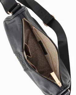 LAURA BIAGIOTTI - Borsa mezzaluna nera con tasca posteriore