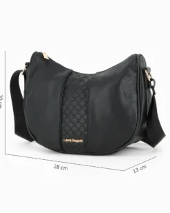 LAURA BIAGIOTTI - Borsa mezzaluna nera con tasca posteriore