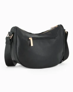 LAURA BIAGIOTTI - Borsa mezzaluna nera con tasca posteriore