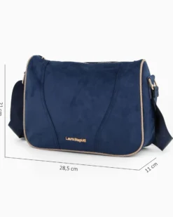 LAURA BIAGIOTTI - Borsa sacca blu scamosciata con tasca posteriore