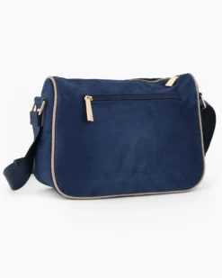 LAURA BIAGIOTTI - Borsa sacca blu scamosciata con tasca posteriore