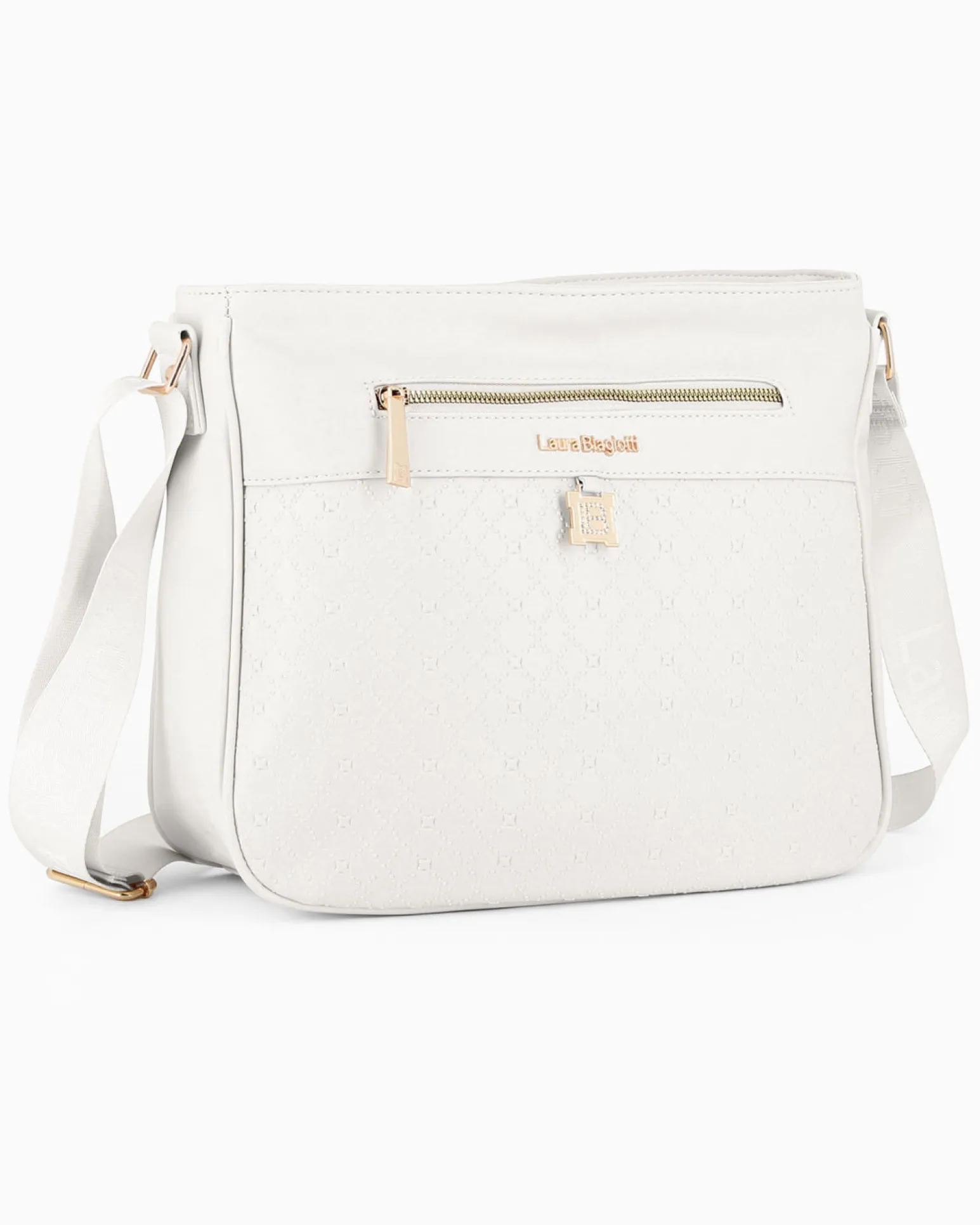 LAURA BIAGIOTTI - Borsa sacca bianca con tasca frontale e posteriore