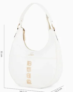 LAURA BIAGIOTTI - Borsa sacca bianca con applicazione frontale loghi