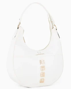 LAURA BIAGIOTTI - Borsa sacca bianca con applicazione frontale loghi