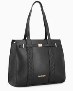 LAURA BIAGIOTTI - Borsa shopping nera con cinturino frontale