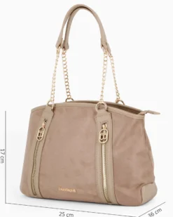 LAURA BIAGIOTTI - Borsa shopping terra scamosciata con due tasche frontali