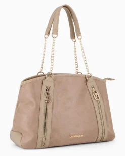 LAURA BIAGIOTTI - Borsa shopping terra scamosciata con due tasche frontali