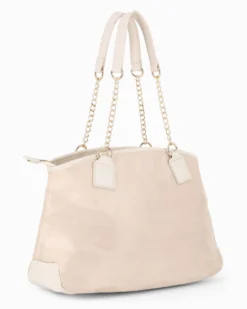 LAURA BIAGIOTTI - Borsa shopping naturale scamosciata con due tasche frontali