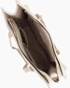 LAURA BIAGIOTTI - Borsa shopping naturale con ciondolo metallico loggato removible