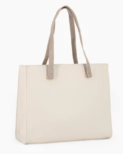 LAURA BIAGIOTTI - Borsa shopping naturale con ciondolo metallico loggato removible