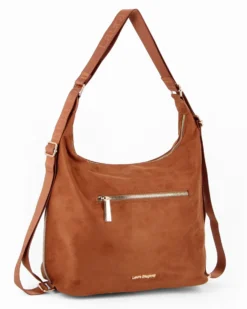 LAURA BIAGIOTTI - Borsa/Zaino scamosciata cognac con tasca frontale e posteriore