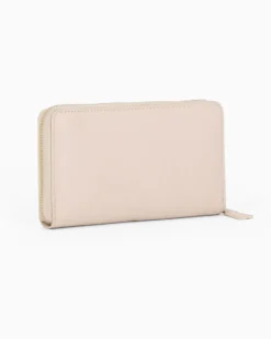 LAURA BIAGIOTTI - Portafoglio beige con chiusura a zip in VERA PELLE