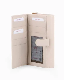 LAURA BIAGIOTTI - Portafoglio beige in VERA PELLE da donna con patta