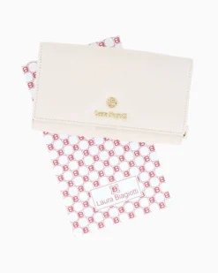 LAURA BIAGIOTTI - Portafoglio beige in VERA PELLE da donna con patta