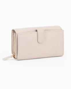 LAURA BIAGIOTTI - Portafoglio beige in VERA PELLE da donna con patta