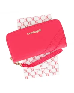 LAURA BIAGIOTTI - Portafoglio rosso con due scomparti principali e inserto loggato, polsiera removibile