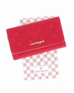 LAURA BIAGIOTTI - Portafoglio rosso loggato con patta