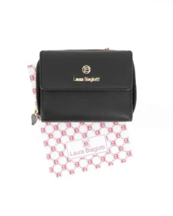 LAURA BIAGIOTTI - Portafoglio rosso in VERA PELLE da donna con patta e tasca portamonete