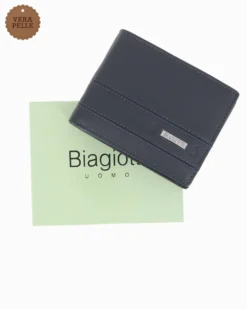 LAURA BIAGIOTTI - Portafoglio blu da uomo in VERA PELLE