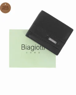 LAURA BIAGIOTTI - Portafoglio nero da uomo in VERA PELLE