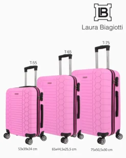 LAURA BIAGIOTTI - TROLLEY ROSA IN ABS E 4 RUOTE DOPPIE CON STAMPA TARTARUGATA