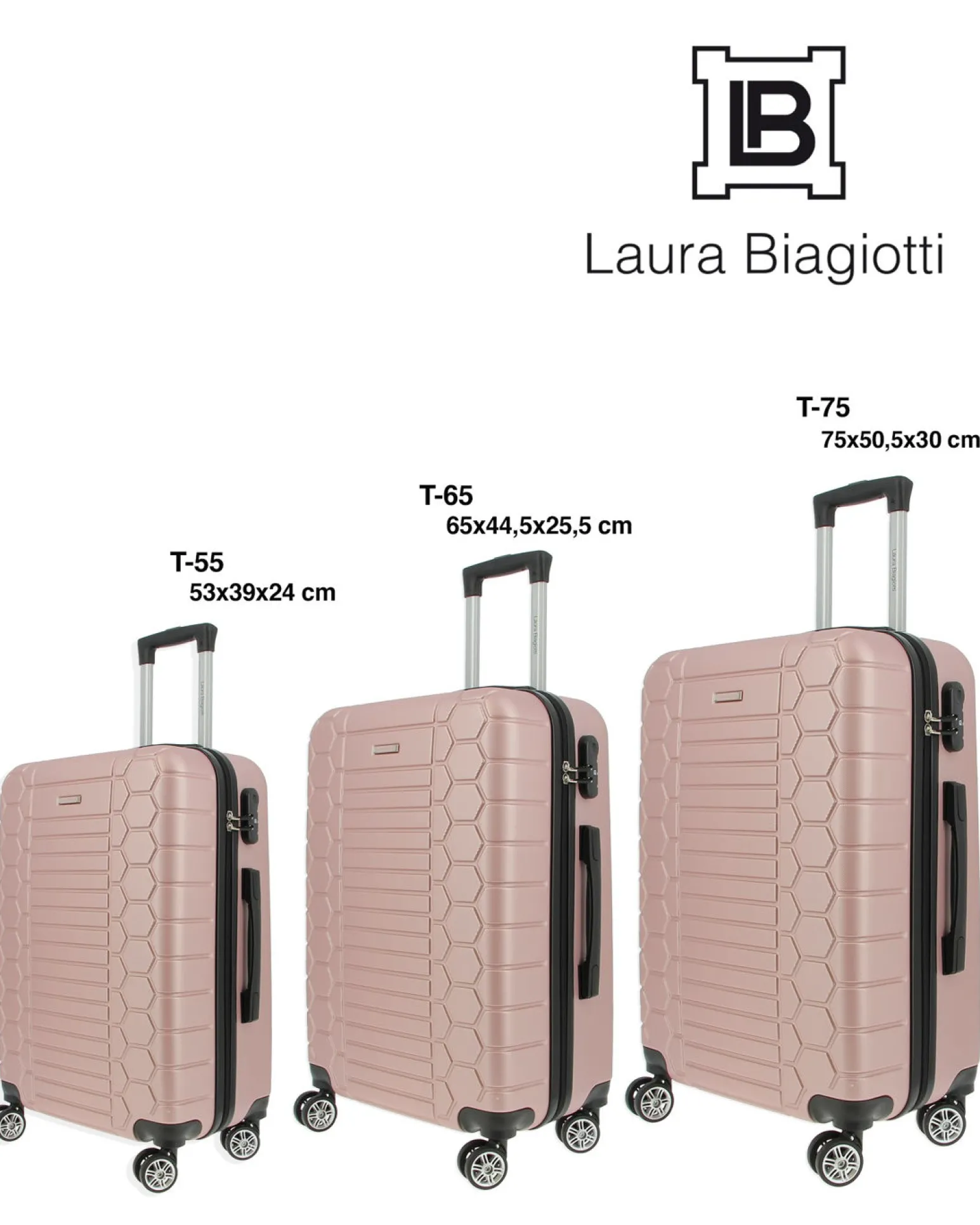 LAURA BIAGIOTTI - TROLLEY ROSA CHIARO IN ABS E 4 RUOTE DOPPIE CON STAMPA TARTARUGATA