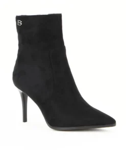 LAURA BIAGIOTTI - Tronchetto nero a calza con dettagli oro e zip laterale, tacco 8cm