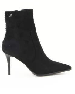 LAURA BIAGIOTTI - Tronchetto nero a calza con dettagli oro e zip laterale, tacco 8cm