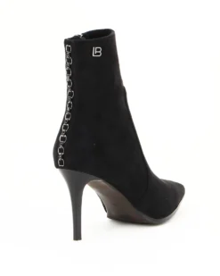 LAURA BIAGIOTTI - Tronchetto nero a calza con dettagli oro e zip laterale, tacco 8cm