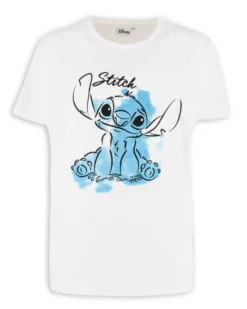 LILO&STITCH - Tshirt bianca da donna con stampa Stitch - JL052543