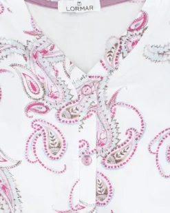 LORMAR - PIGIAMA LUNGO MALVA DONNA CON BOTTONI IN VISCOSA LEGGERA