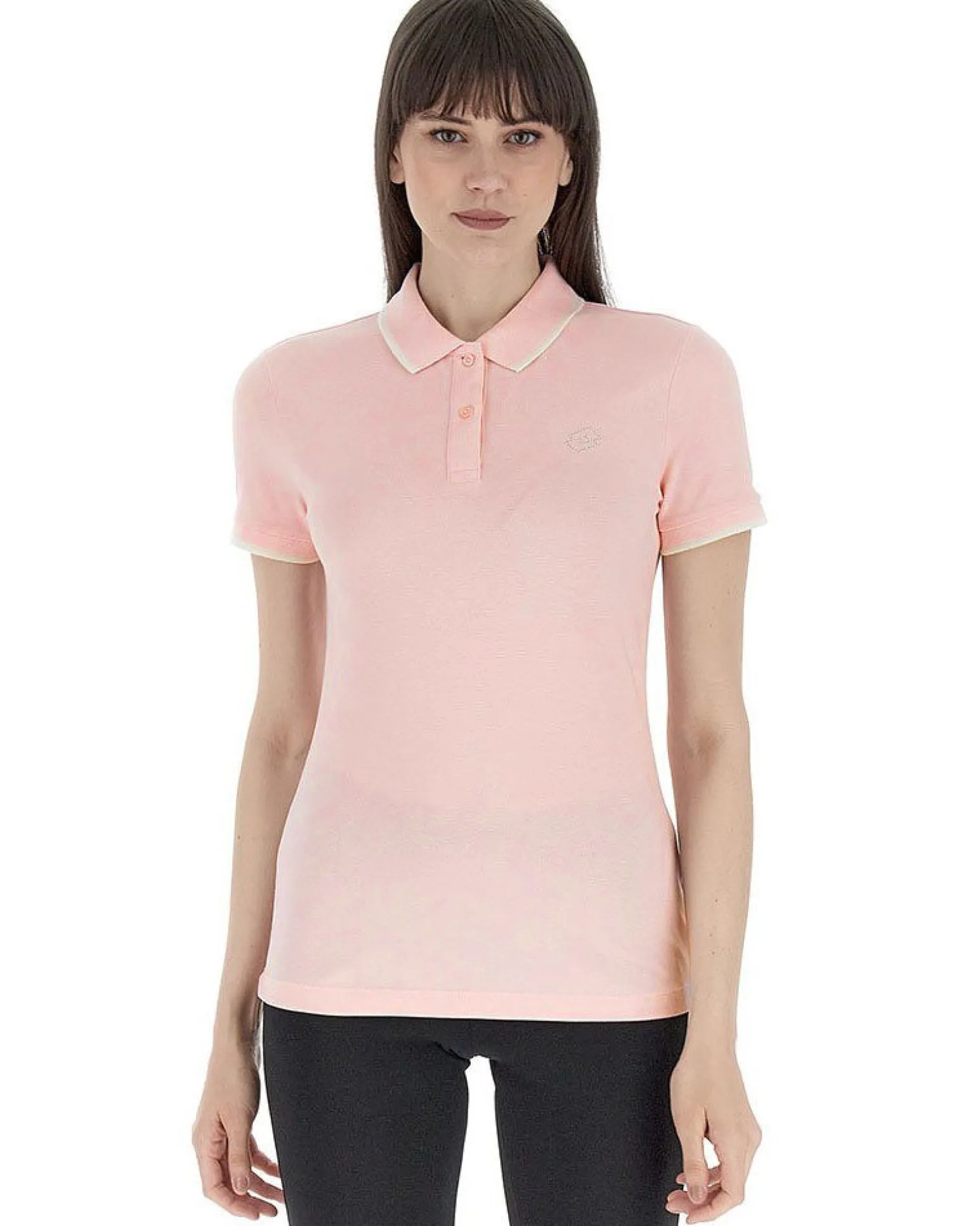 LOTTO - POLO MEZZA MANICA DONNA CLASSICA STC PQ ROSA CON RIGHINO BIANCO - 213501/ACT