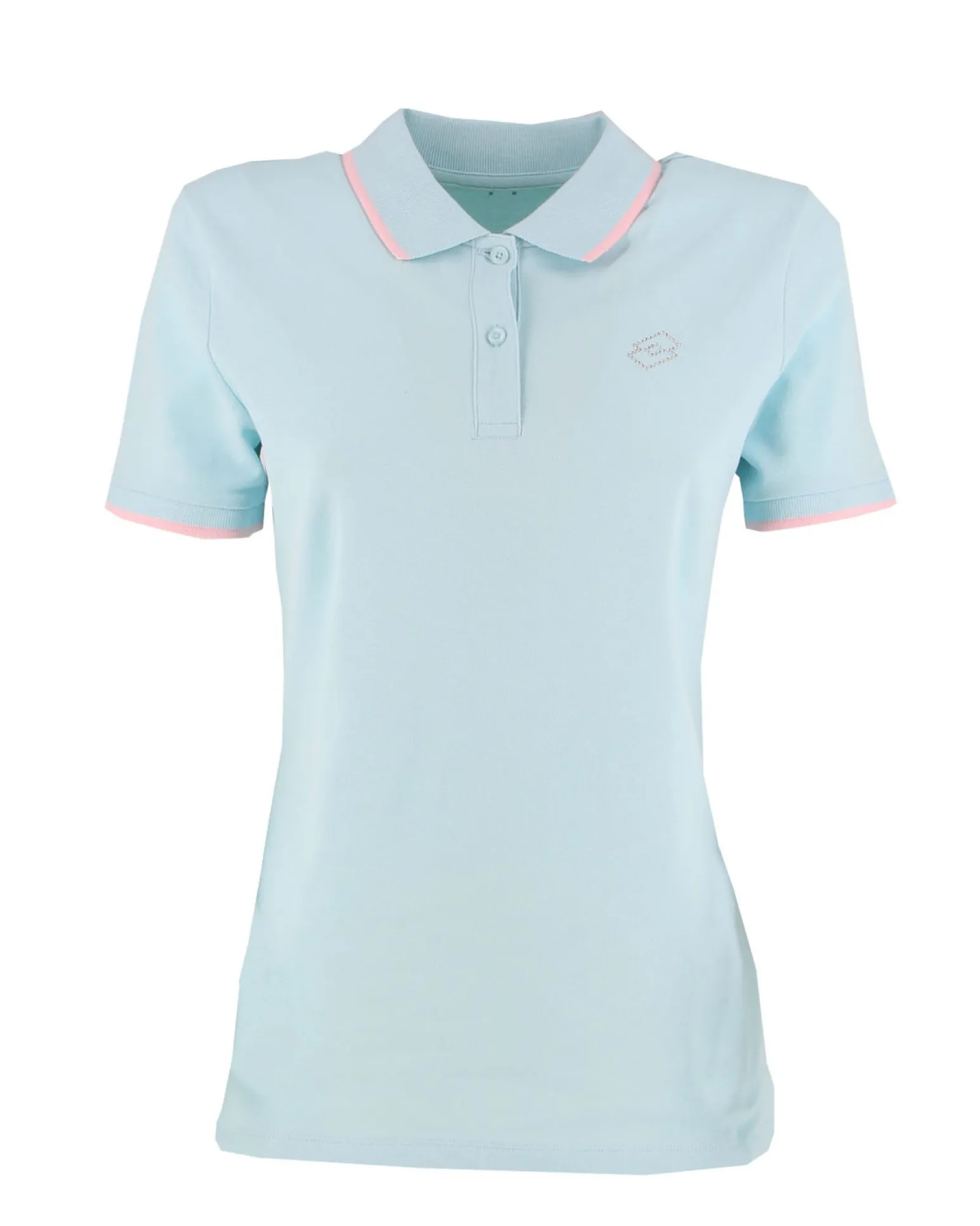 LOTTO - POLO MEZZA MANICA DONNA CLASSICA STC PQ CELESTE CON RIGHINO ROSA - 213501/D52