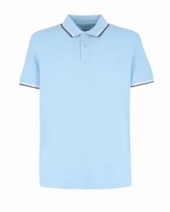 LOTTO - POLO MEZZA MANICA UOMO CELESTE CON RIGHINO BIANCO E BLU CLASSICA  - 219238/BXI