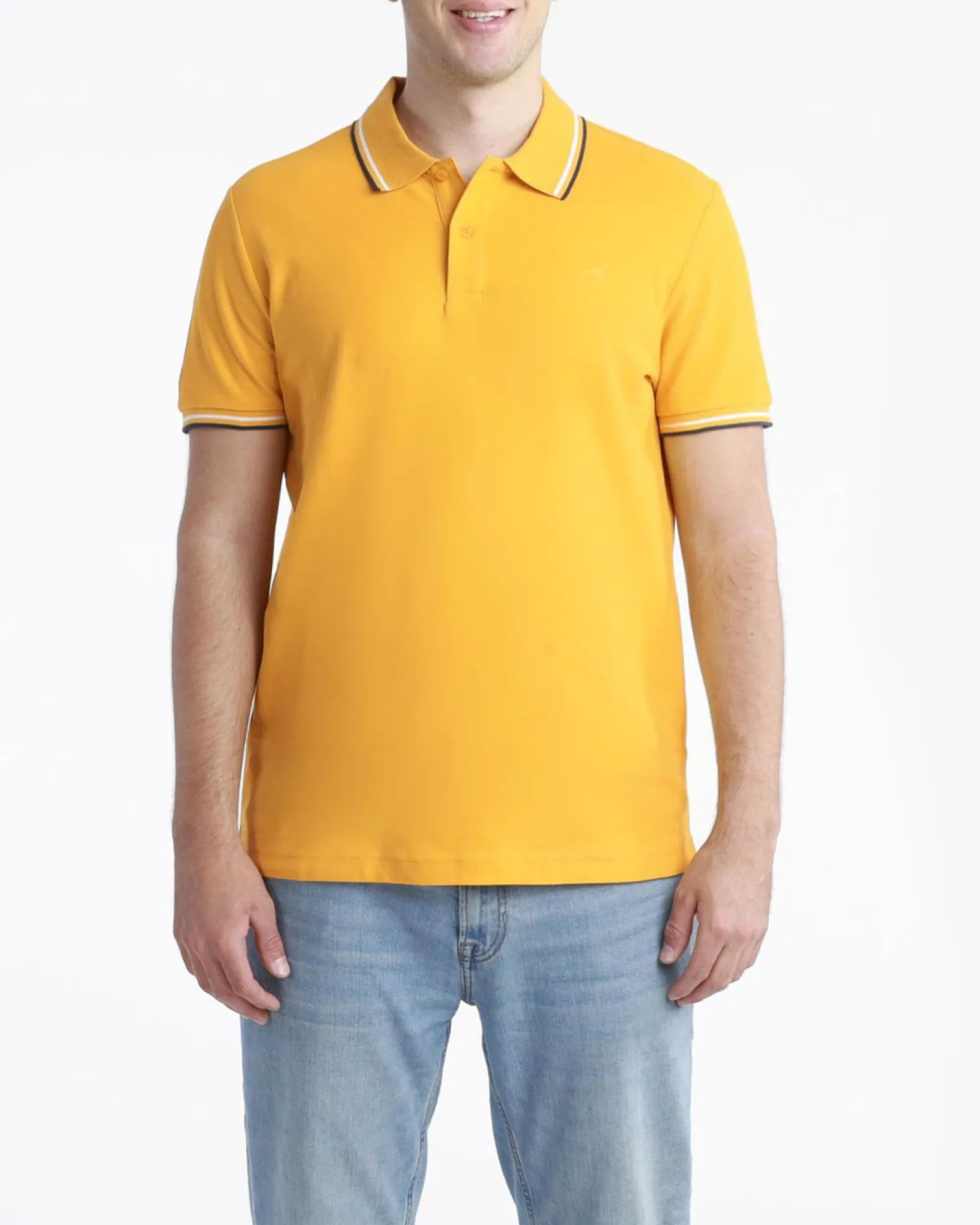 LOTTO - POLO MEZZA MANICA UOMO GIALLA CON RIGHINO BIANCO E BLU CLASSICA - 219238/1SX