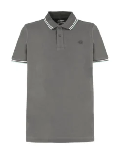 LOTTO - POLO MEZZA MANICA UOMO GRIGIA CON RIGHINO CELESTE E BIANCA CLASSICA  - 219238/D7A