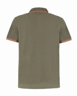 LOTTO - POLO MEZZA MANICA UOMO VERDE OLIVA CON RIGHINO ARANCIONECLASSICA  - 219238/BXR