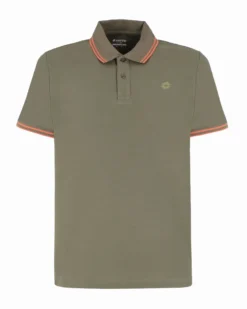 LOTTO - POLO MEZZA MANICA UOMO VERDE OLIVA CON RIGHINO ARANCIONECLASSICA  - 219238/BXR