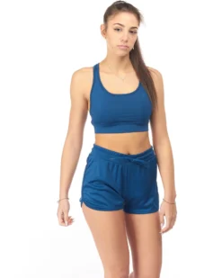 LOTTO - Top sportivo blu a supporto medio in tessuto elasticizzato