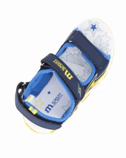 MELANIA - Sandalo blu da bambino con strappi e luci, numerata 31/36