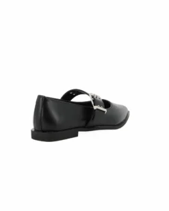 MISS GLOBO - Ballerina nera a punta con sottopiede in memory foam e cinturino frontale con fibbia