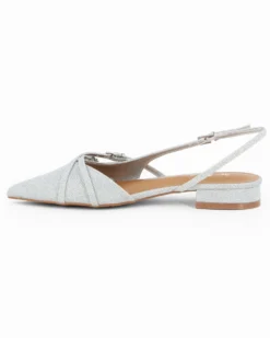 MISS GLOBO - Ballerina slingback argento a punta in lurex con cinturini incrociati
