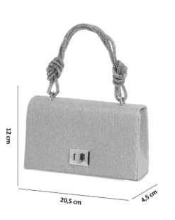 MISS GLOBO - Borsa da sera argento in lurex con manico strass