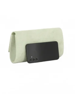 MISS GLOBO - Borsa pochette verde scamosciato con inserto metallizzato