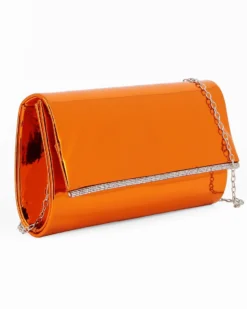 MISS GLOBO -Bustina arancio speccho con inserto strass